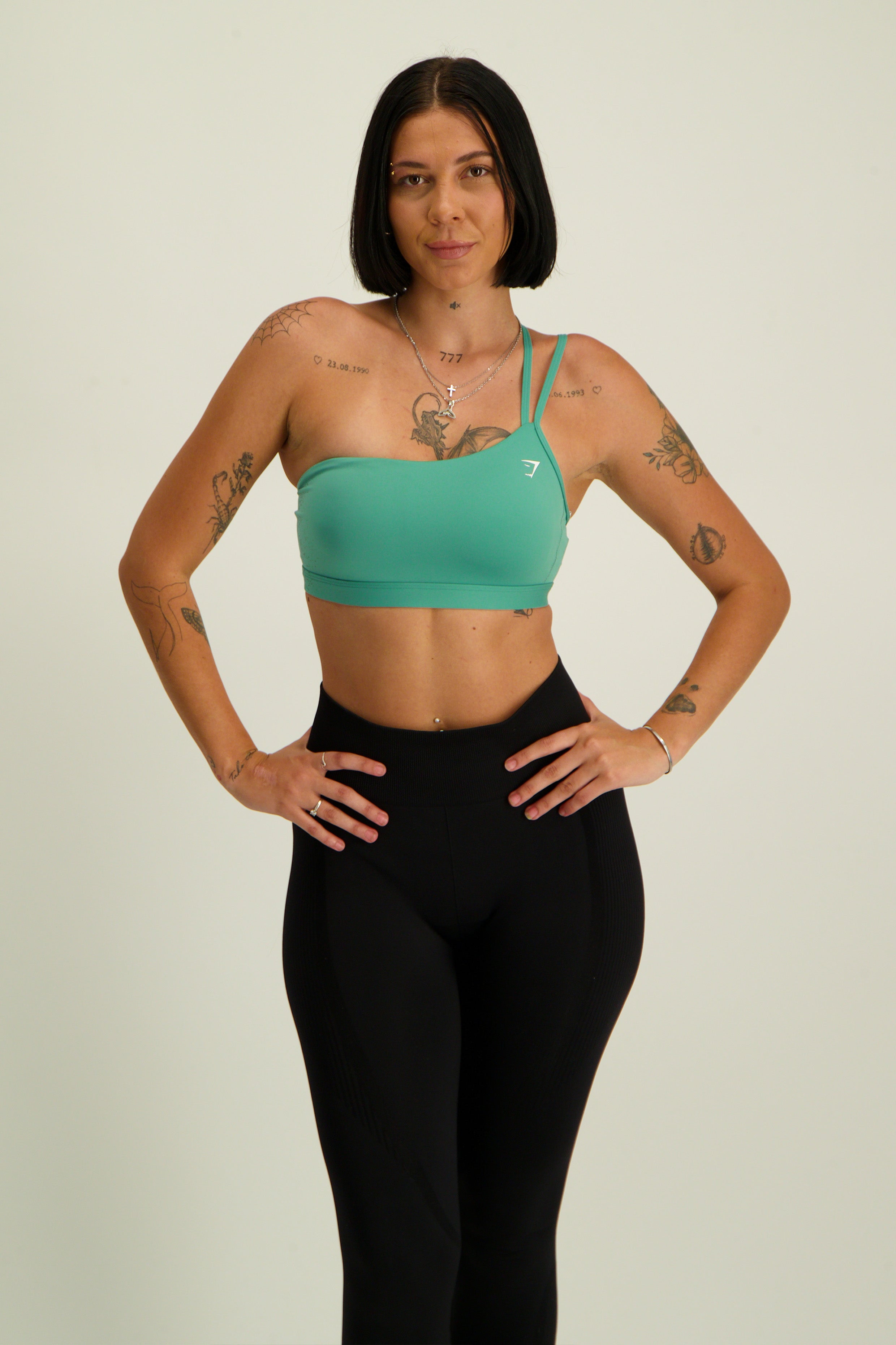 Gymshark One Shoulder Sports Bra - Lagoon Green