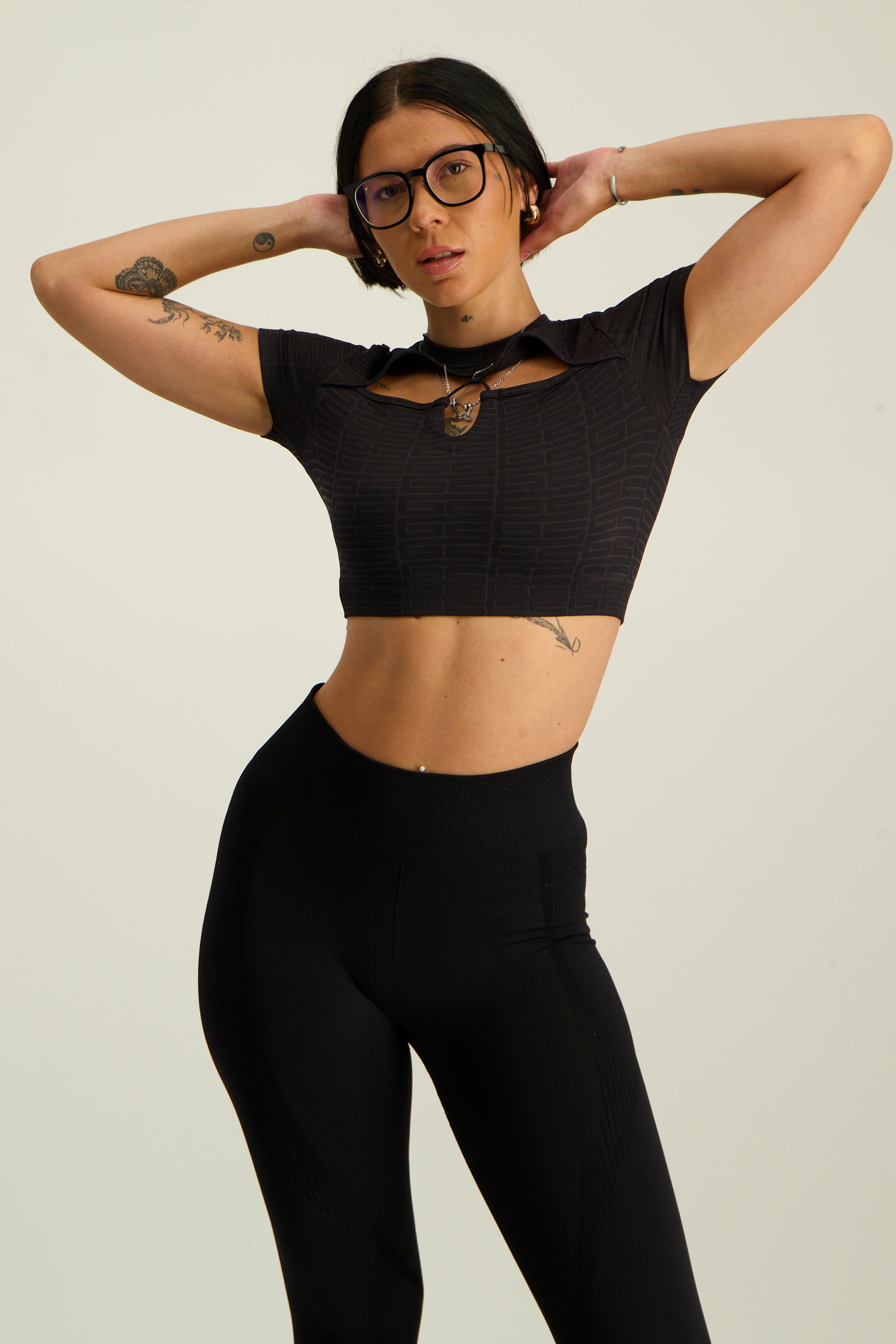 Gymshark Adapt Monogram Seamless Ruched Crop Top - Black
