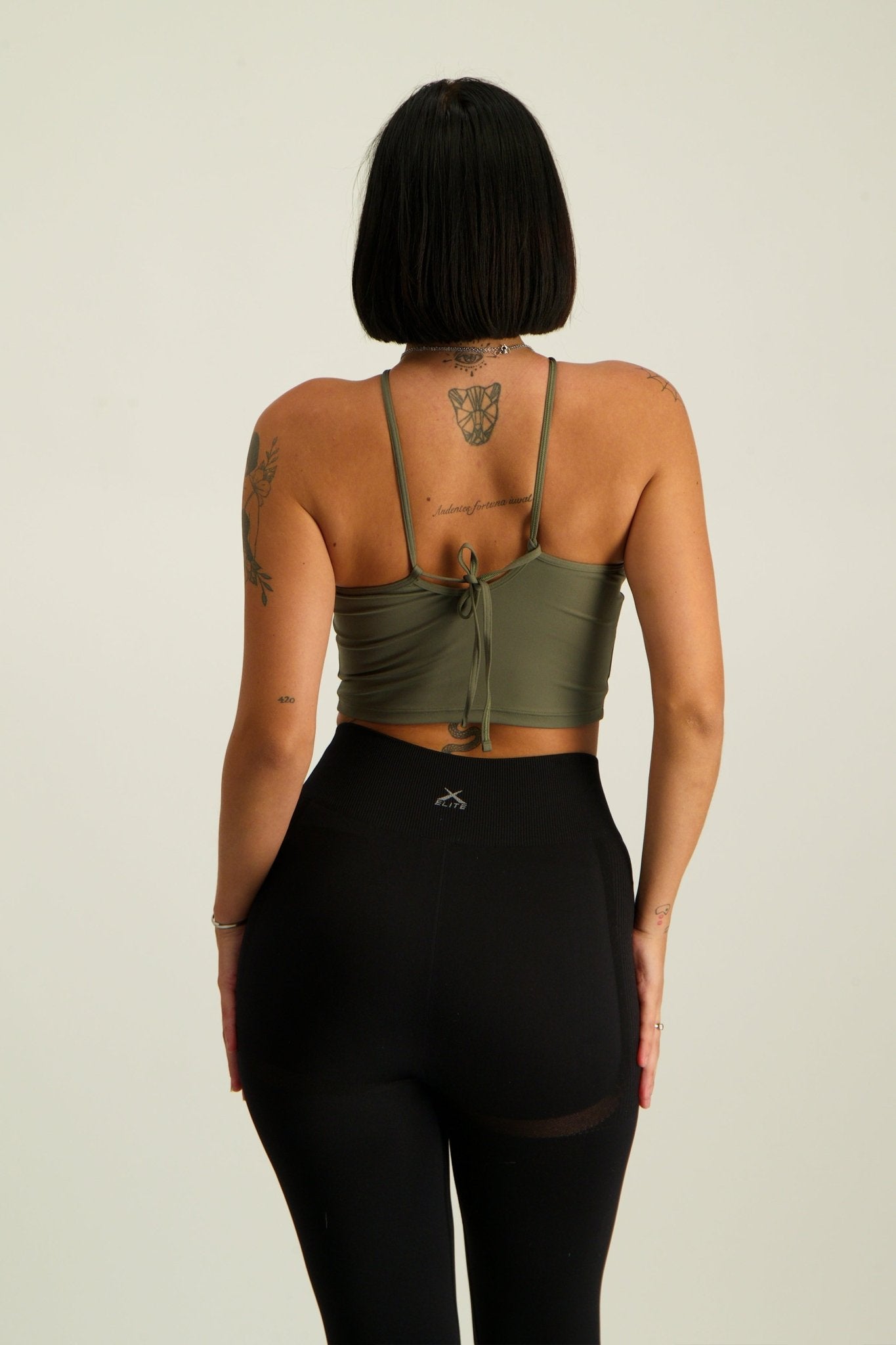 Gymshark Everyday Halter Neck Ribbon Tank - Core Olive - GYM THREADS