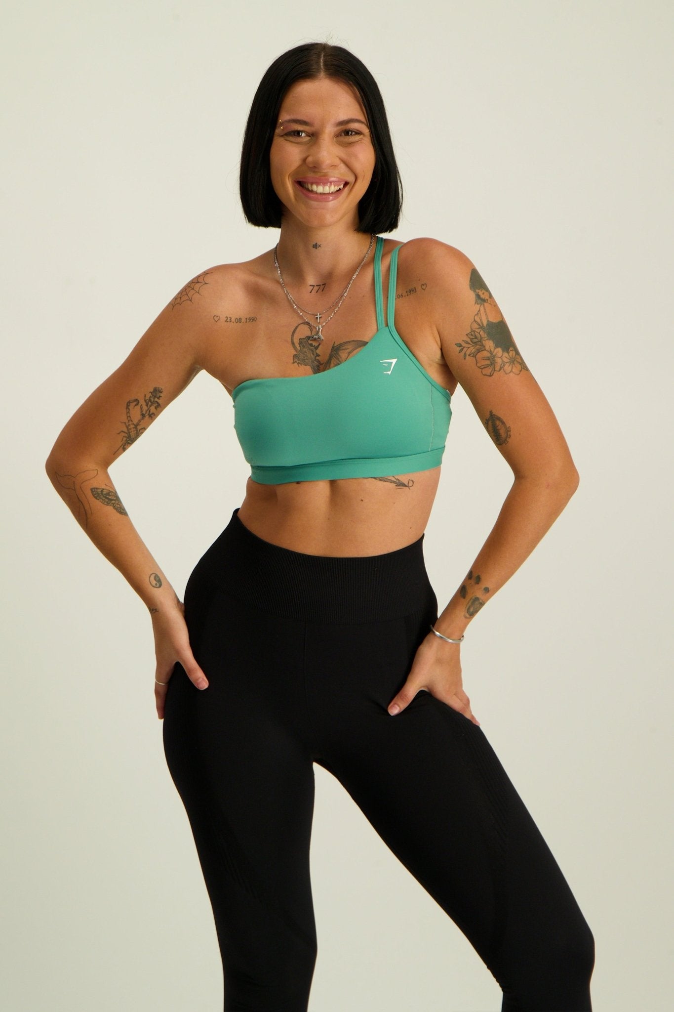 Gymshark One Shoulder Sports Bra - Lagoon Green - GYM THREADS