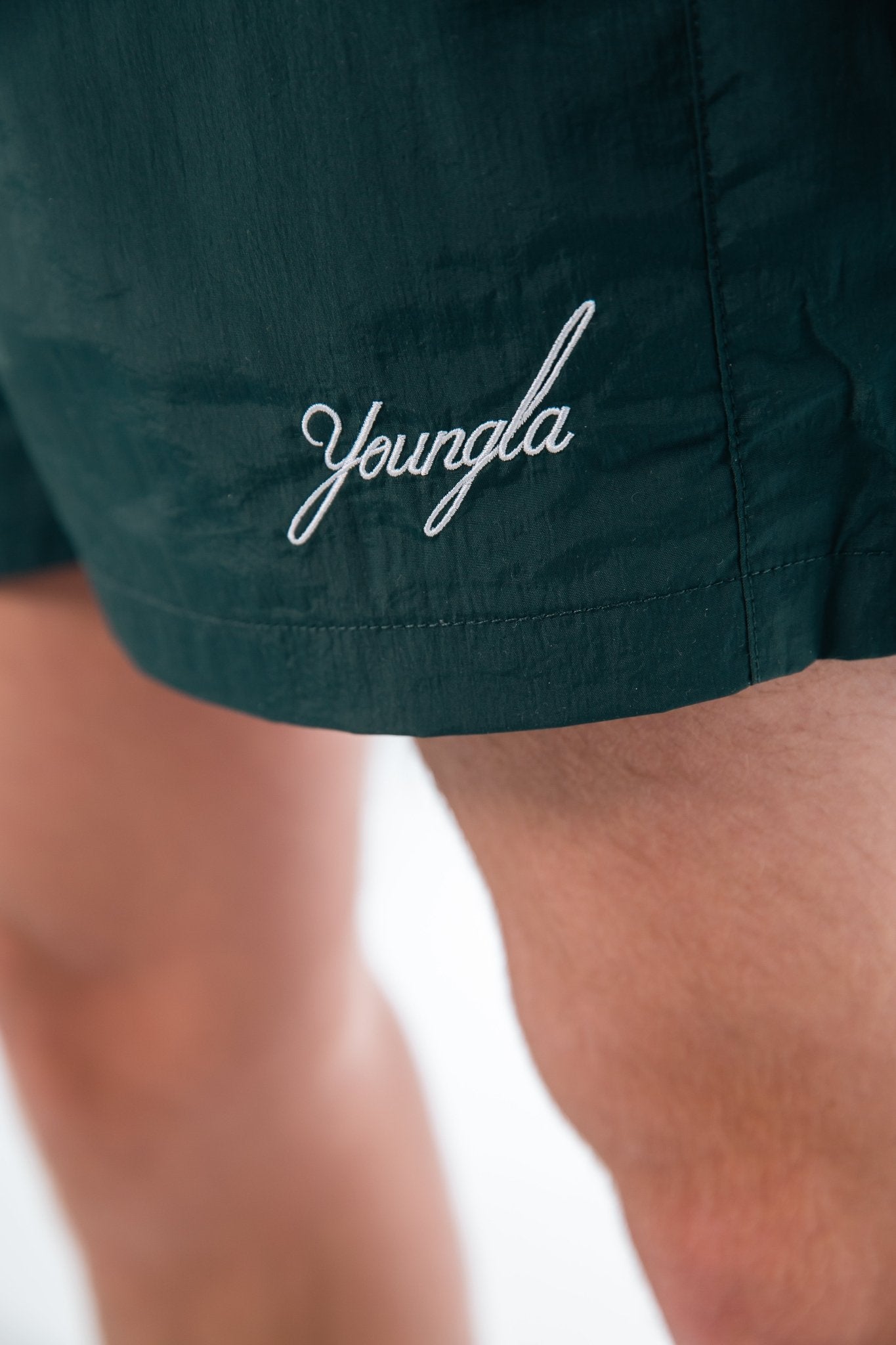 YoungLA Crinkle Shorts Green - GYM THREADS