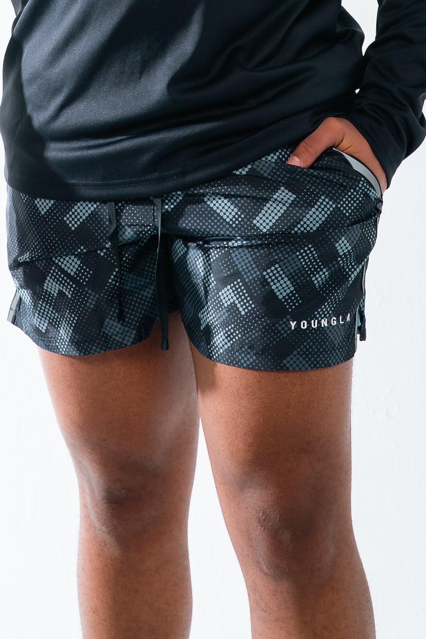 YoungLA Ultra Running Shorts Black Pixels - GYM THREADS