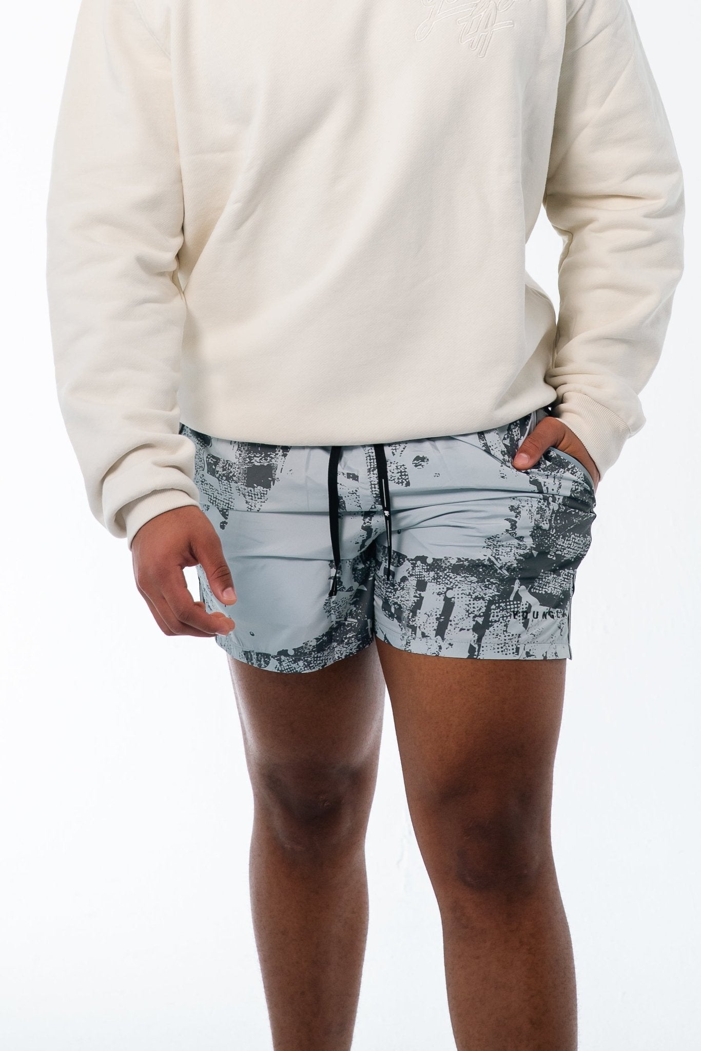 YoungLA Ultra Running Shorts Grey Glitch - GYM THREADS