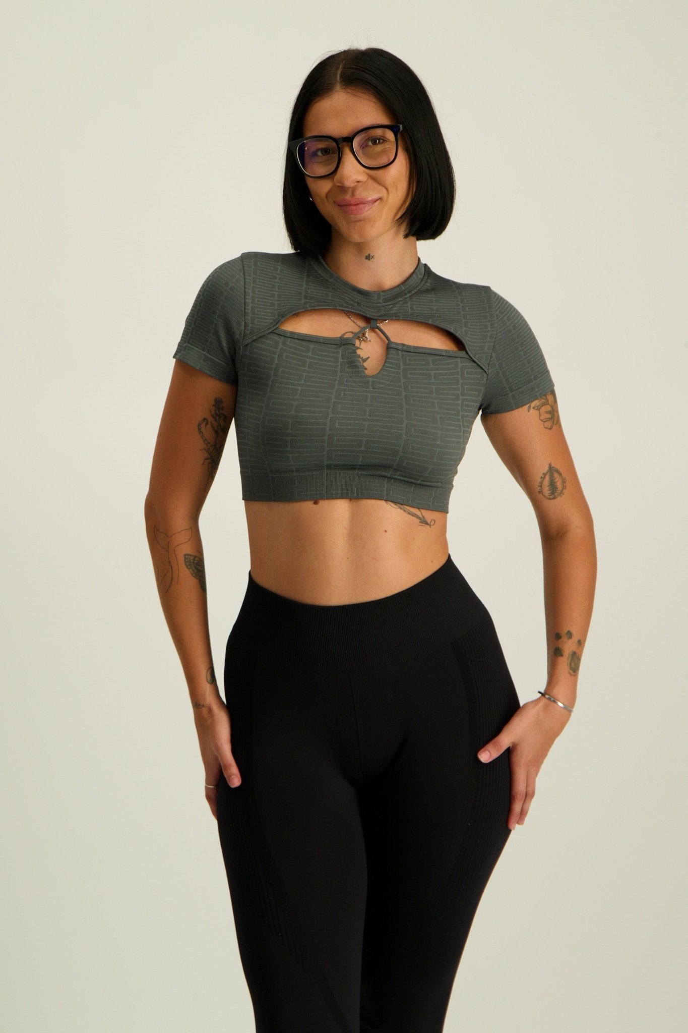 Gymshark Adapt Monogram Seamless Crop Top - Slate Teal - GYM THREADS
