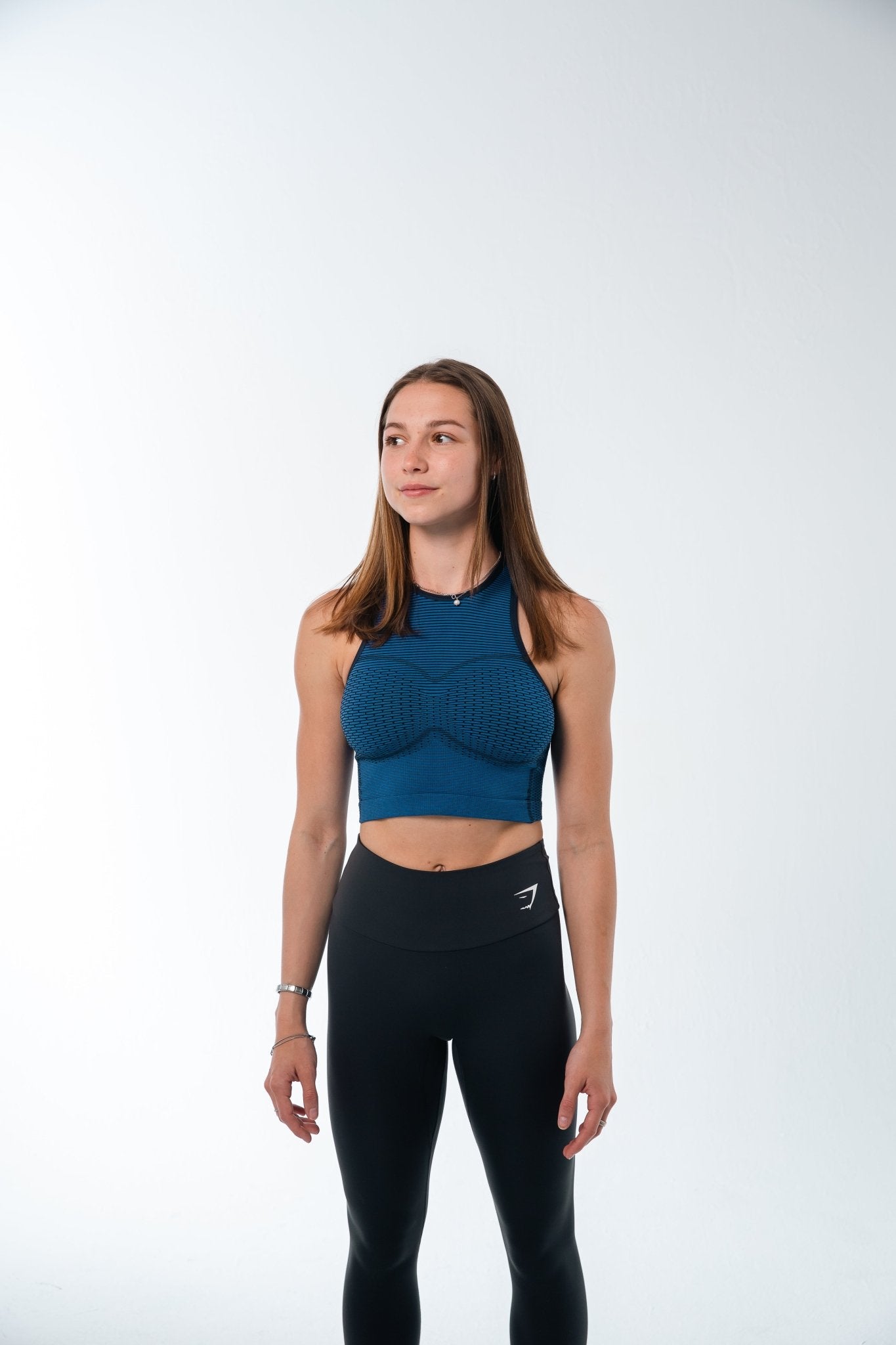 Gymshark Blue Sport Seamless Cropped Tank - GYM THREADS