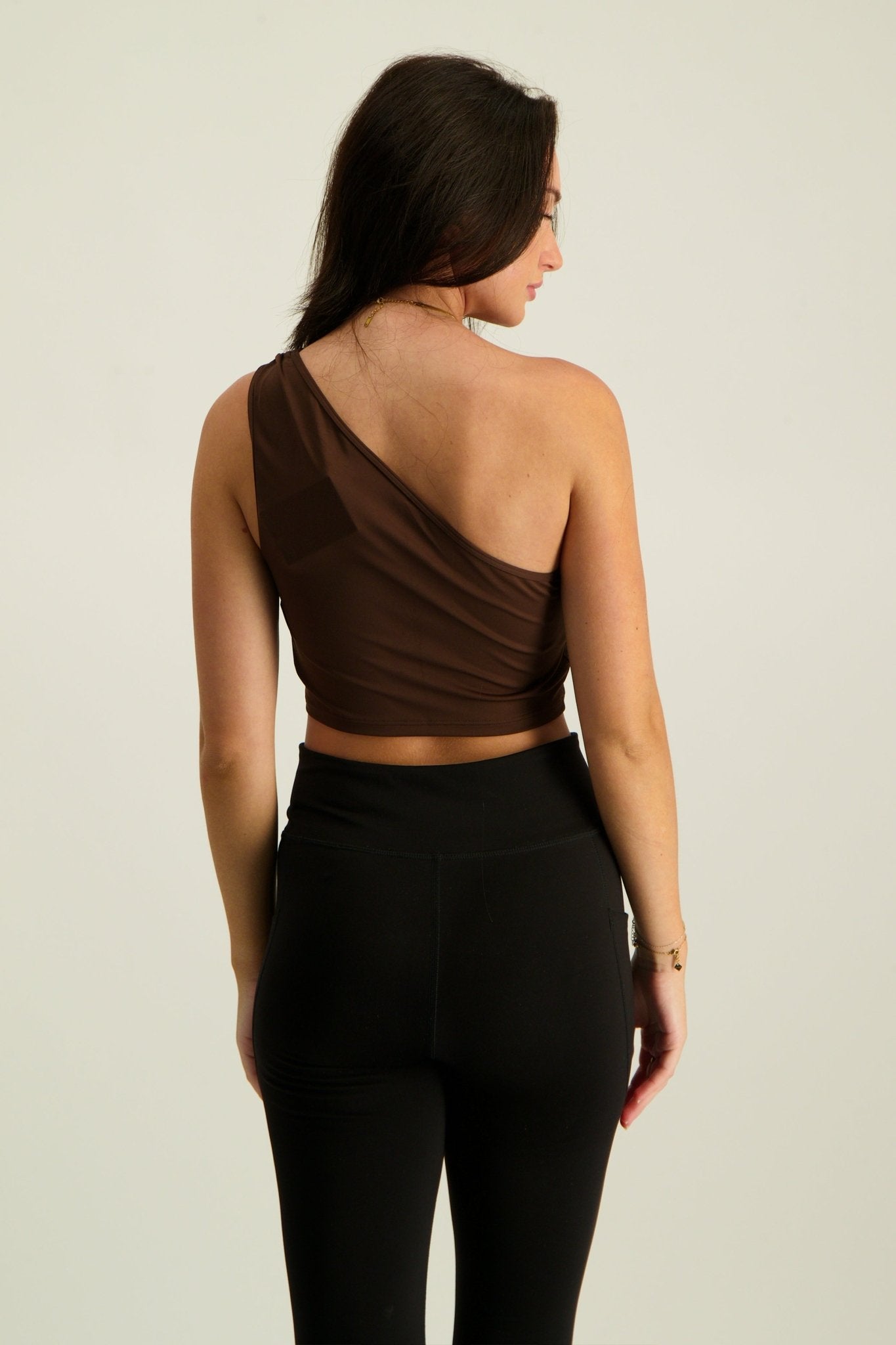 Gymshark Everyday One Shoulder Ruched Tank - Archive Brown - GYM THREADS